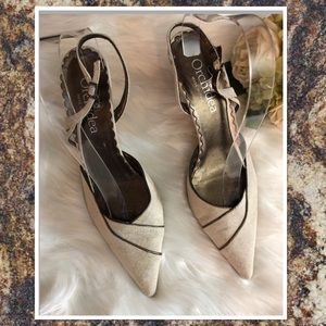 Orchidea Italian Leather Linen Slingbacks